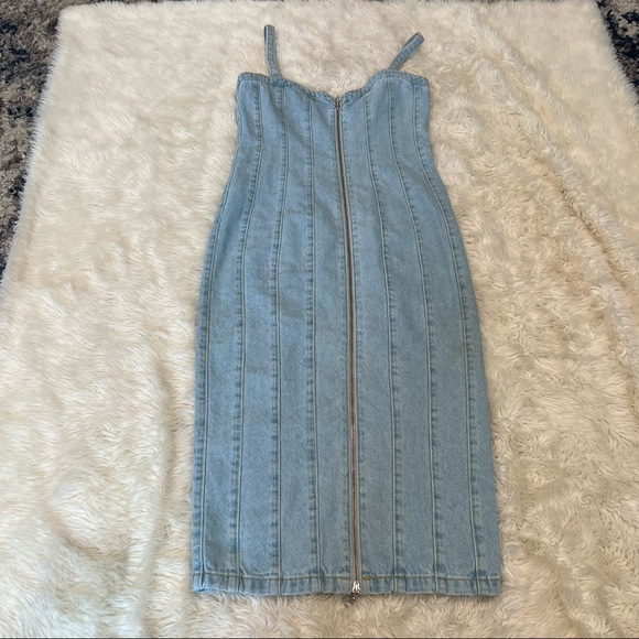 COPY - Rotate Birger Christensen Kayla Denim Midi Dress - Size 6 - Picture 5 of 10